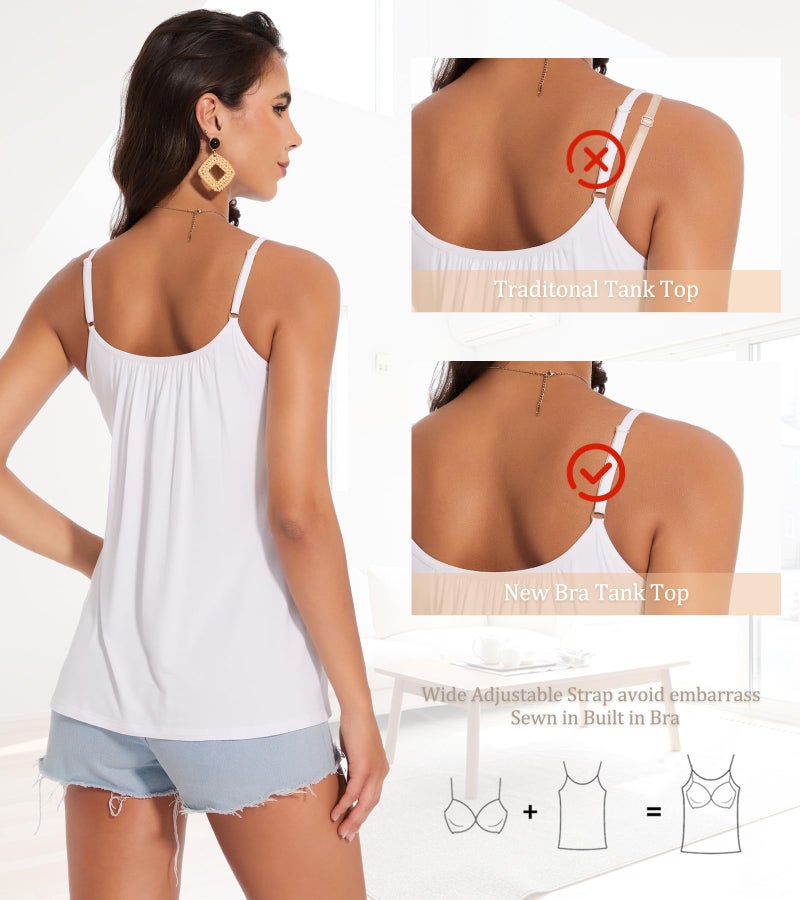 ANYFITTING Camisoles for Women with Built in Bra Adjustable Strap Tank Tops Cami Sleeveless Summer Tops for Workout Sleeping Traveling - Image 5